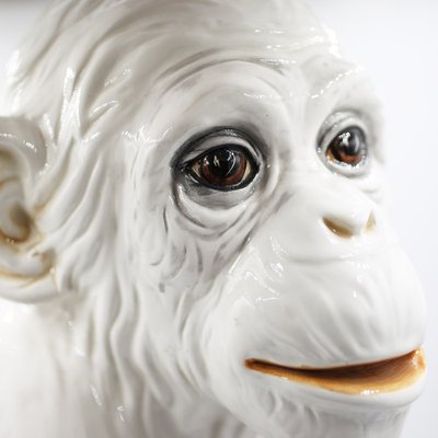 Large Hollywood Regency Monkey Sculpture / Cachepot in Majolica