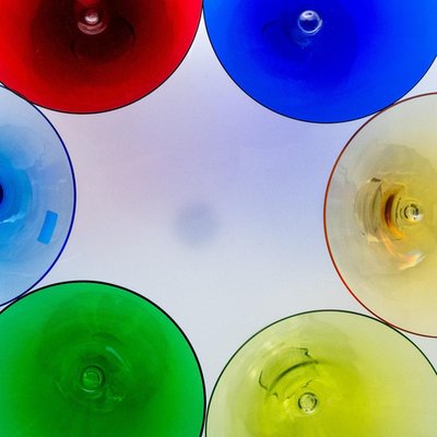 Multi Color Baccarat Martini Crystal Glasses, France, 1960, Set of