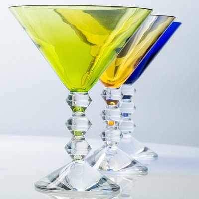 Multi Color Baccarat Martini Crystal Glasses, France, 1960, Set of