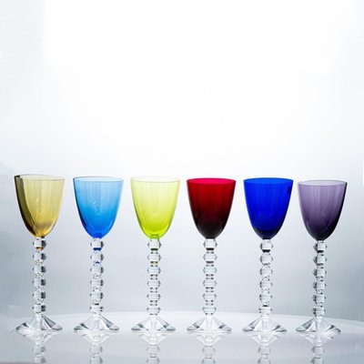 Set De 6 Verres à Vin Art Déco En Cristal De Baccarat Mod