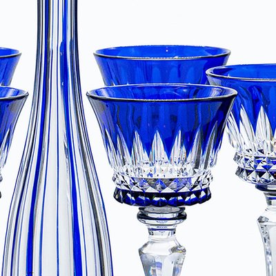 バカラ クリスタル ビンテージ Vintage Crystal BACCARAT アンティークバカラ製色とりどり花鳥模様クリスタル花瓶
