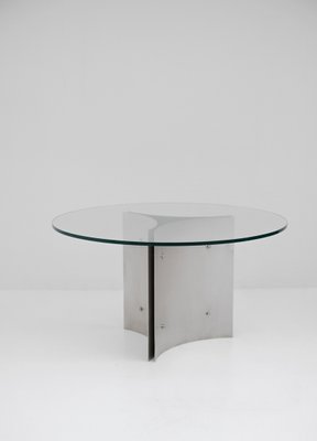 Runder Esstisch aus Stahl & Glas, 1970er bei Pamono kaufen Runder Esstisch aus Stahl & Glas, 1970er bei Pamono kaufen