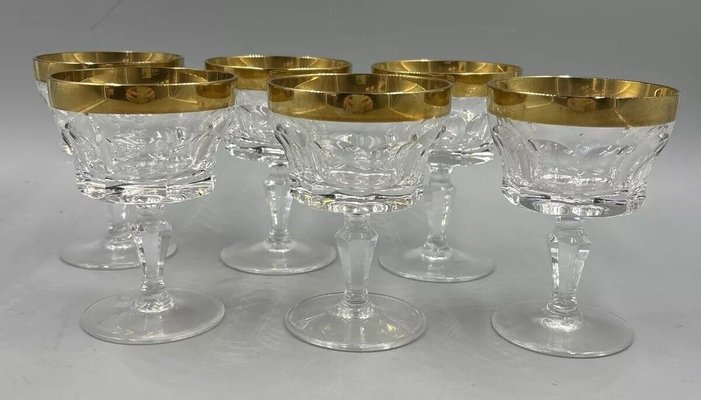 Likörgläser mit 18 Karat Goldrand von Franz Kaspar für Glashütte, 1950er, 6 . Set bei Pamono kaufen