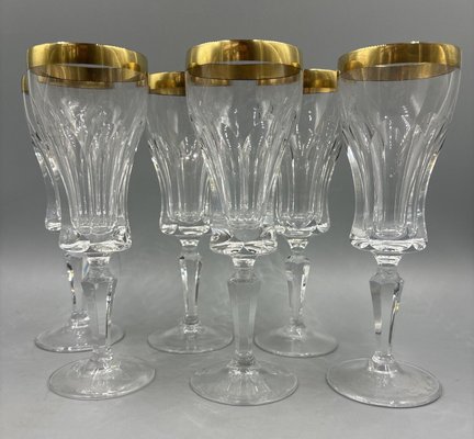 Wine Glasses with 18K Gold Rim by Franz Kaspar for Glashtte, 1950s, Set of  6