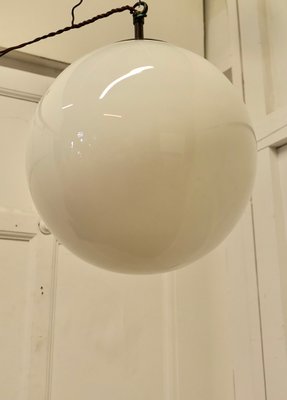 Art Deco Globe Opaline Glass Pendant Light, 1930s for sale at Pamono
