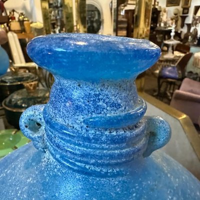 最も  Glass Murano Scavo Blue Light Vase Cenedese to attributed 工芸品