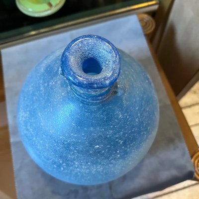 1960s Cenedese Attributable Light Blue Scavo Murano Glass