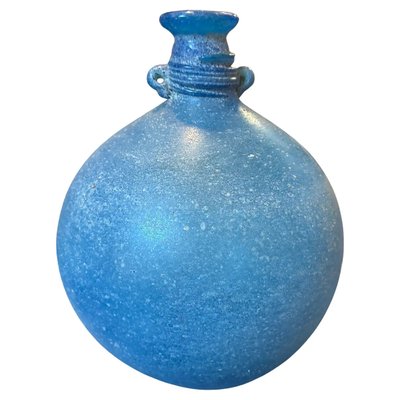 Light Blue Scavo Murano Glass Vase attributed to Cenedese