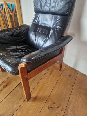 Swedish Adjustable Black Leather Armchair from Göte Möbler, 1970s