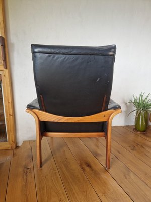 Swedish Adjustable Black Leather Armchair from Göte Möbler, 1970s