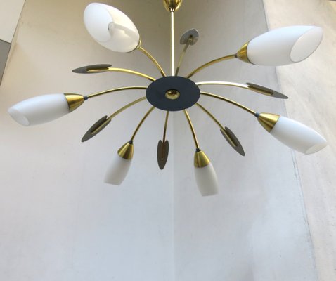 Vintage Deckenlampe aus Messing mit Blumenmuster, 1950er