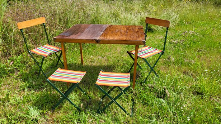 Vintage Picnic Table Chairs 1950s Set of 5 for sale at Pamono