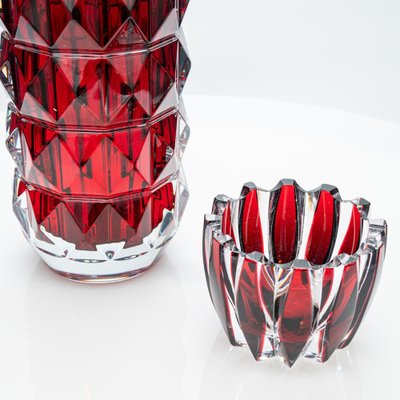 French Baccarat and Sèvres Glass Vases in Crystal, 1990, Set of 3