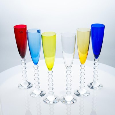 Vintage French Baccarat Flute Crystal Glasses, 1960, Set of