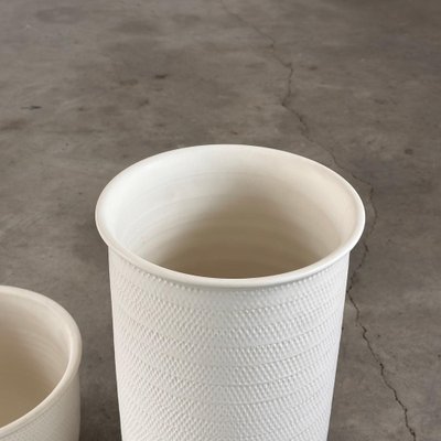 White Ceramic Set with Texture attributed to Bitossi for Bitossi