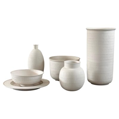 White Ceramic Set with Texture attributed to Bitossi for Bitossi