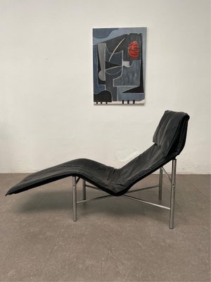 Black Leather Skye Chaise Longue attributed to Tord Bjorklund for Ikea Sweden 1970s for sale at Pamono