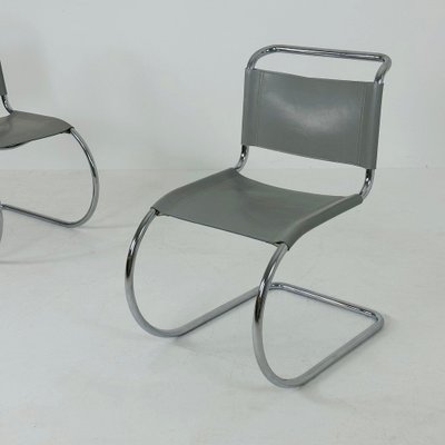 MR10 Chair in Grey Leather by Ludwig Mies Van Der Rohe, 1980s for