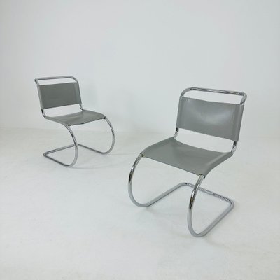 MR10 Chair in Grey Leather by Ludwig Mies Van Der Rohe