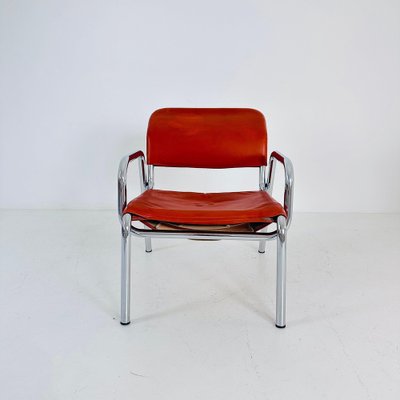 Mid-Century Bauhaus Red Leather Chair, 1960s for sale at Pamono