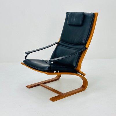 Leather Armchair Mid-Century Black Leather Armchair By Nelo