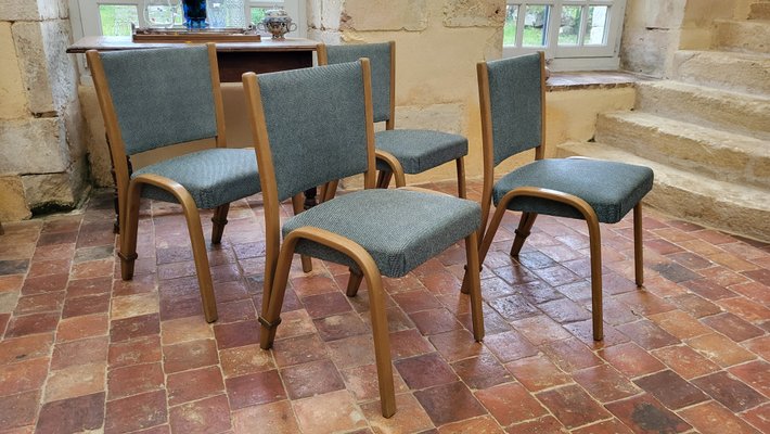 Bow-Wood Dining Chairs from Steiner 1950s, Set of 4 for sale at Pamono