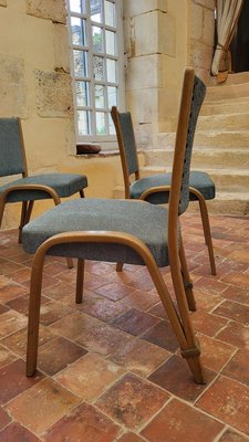 Bow-Wood Dining Chairs from Steiner 1950s, Set of 4 for sale at Pamono