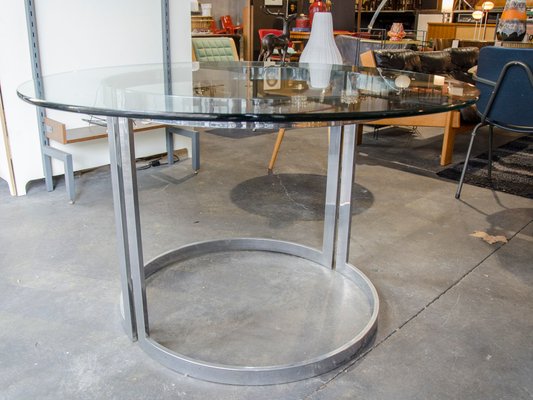 Chrome Dining Table With Glass Top By Milo Baughman 1970s For Sale At Pamono