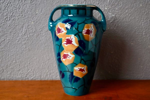 Large Vintage Vase by Keller & Guérin Lunéville, 1920s for sale at