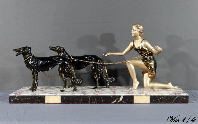 Ancienne Broche En metal argenter Art Déco Nouveau créateur chien