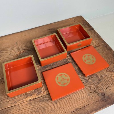 Boîte Jubako Japonaise à Deux Étages - Laque - 18.2 Cm / 1280 ML - Art De La Table
