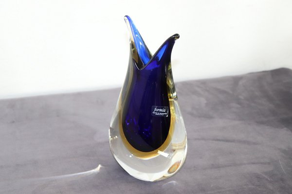 Blue and Yellow Murano Glass Vase from Formia, 1970s for