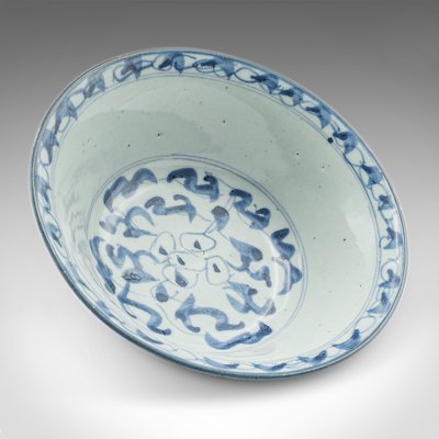 Antique Blue and White Serving Bowls 1890s Set of 2