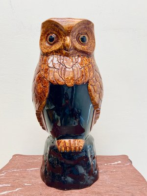 French Fat Lava Ceramic Owl Umbrella Stand, 1970s for sale at Pamono