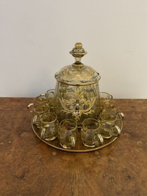 Antikes böhmisches Glas Bowle Set, 1900, 12 . Set bei Pamono kaufen