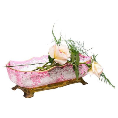Baccarat 花柄クリスタル皿 ギャランティカード付き　直径20cm Flower Pattern Acid Etched Bowl from Baccarat, 1900 for sale at Pamono