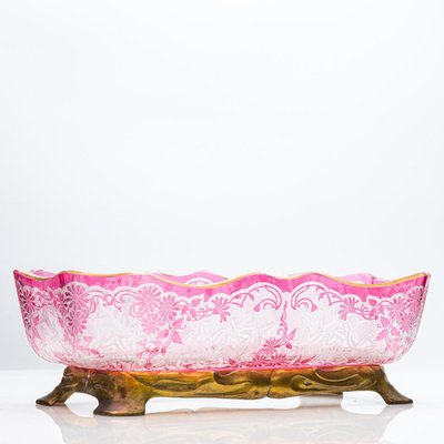 Baccarat 花柄クリスタル皿 ギャランティカード付き　直径20cm Flower Pattern Acid Etched Bowl from Baccarat, 1900 for sale at Pamono