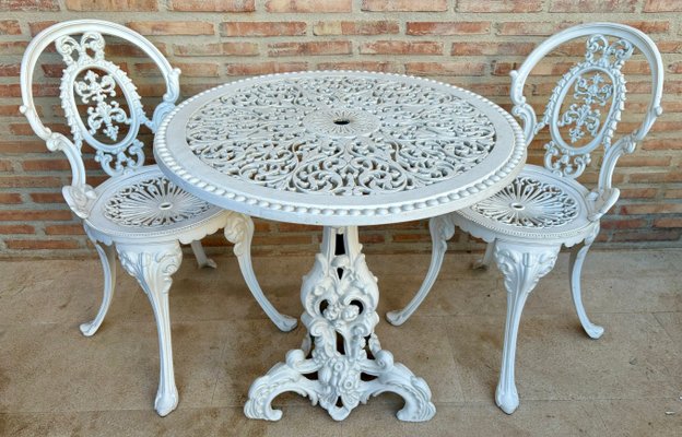 Wrought Iron Table and Chairs 1940 Set of 3