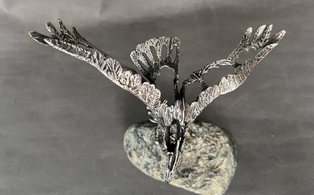 Miguel Moreno, Eagle Sculpture, 1980s, Sterling Silver for sale at