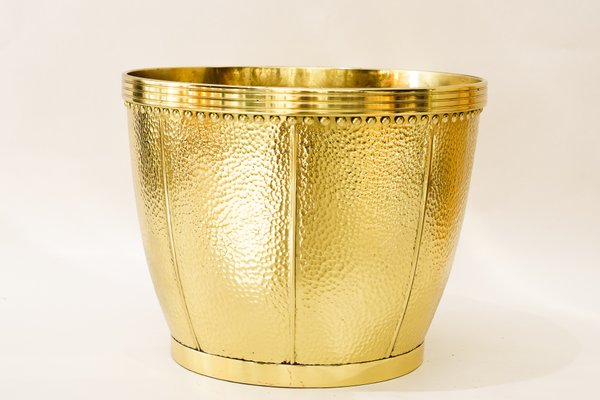 Art Deco Hammered Brass Palm Pot, Vienna, 1920s for sale at Pamono