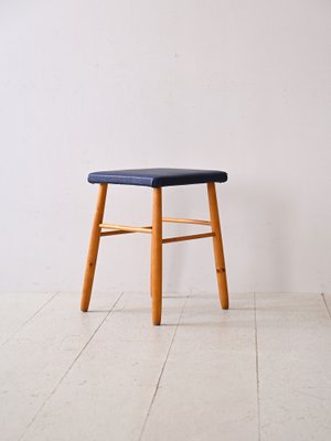 Vintage Stool in Leather, 1960s for sale at Pamono
