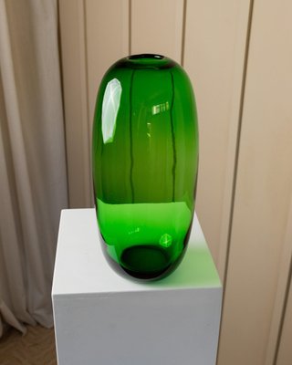 Vintage Oval Green Glass Vase Stockholm Series by Maria Vinka for