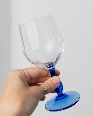 Vintage Royal Blue Wine Glasses from MCM, Italy, 1980s, Set of 4 for sale  at Pamono