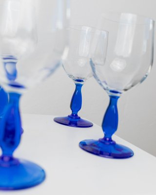 Vintage Royal Blue Wine Glasses from MCM, Italy, 1980s, Set of