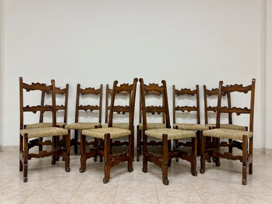 Italian Country Style Dining Chairs 1950s Set of 10 for sale at Pamono