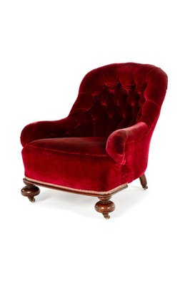 Victorian Burgundy Velvet Armchair