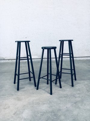 Vintage Black Ebonized Plant Stools France 1960s Set of 3 for sale at Pamono