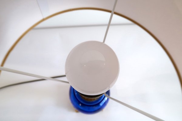 Baccarat-Style Cobalt Blue Glass Table Lamp, 1960s for sale at Pamono