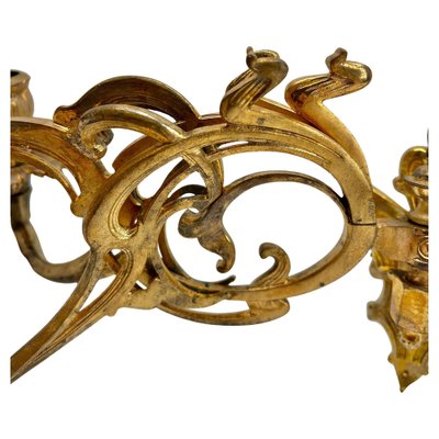 Art Nouveau Brass Wall Mount Candlesticks, 1930s, Set of 2 for