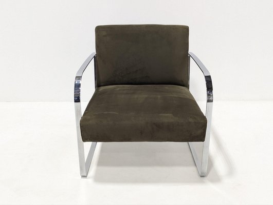 Suede Lounge Chair in Green for sale at Pamono